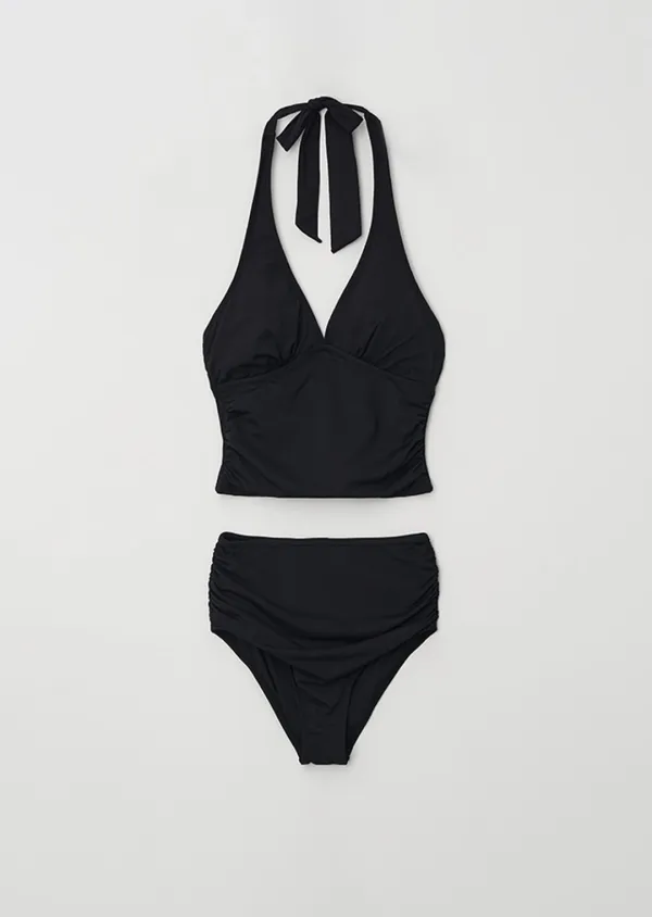 halter neck shirring swim set-black(7월 17일 부터 순차발송)