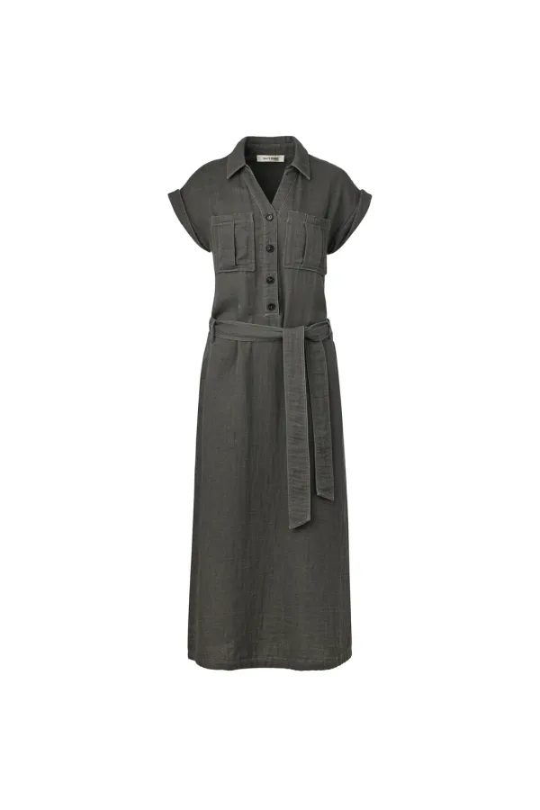 VINTAGE WASHED SHIRT DRESS [GREY]