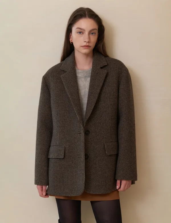 Paris Overfit Half Coat (Check Brown)