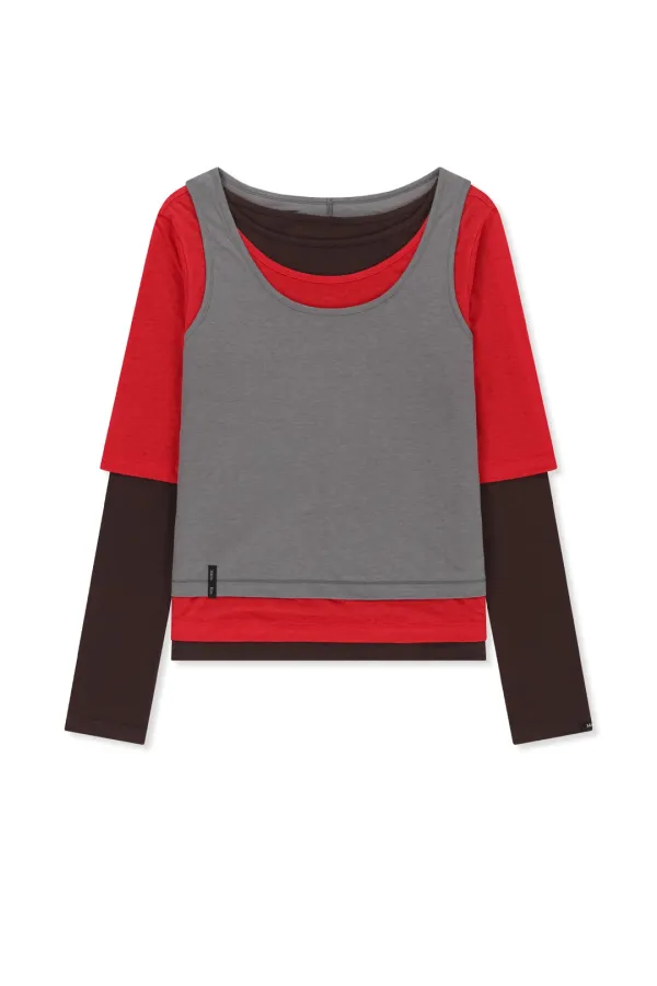 TRIPLE LAYERED MULTI WAY TOP IN RED