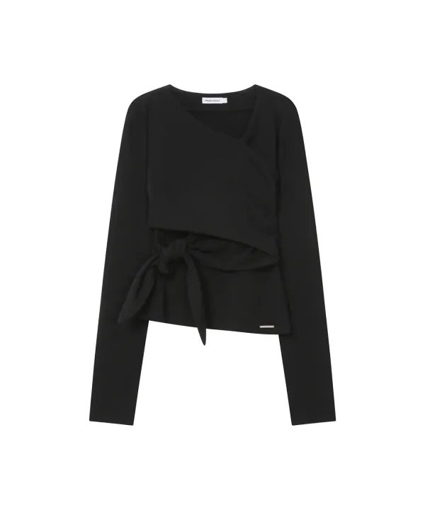 Tie-up layered long sleeve BLACK