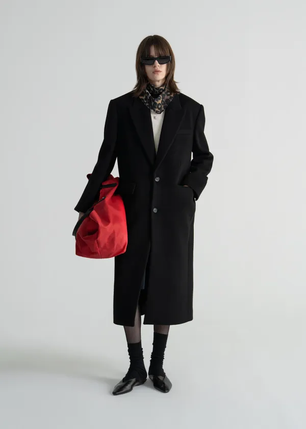 (UNI) WOOL CASHMERE COAT - BLACK