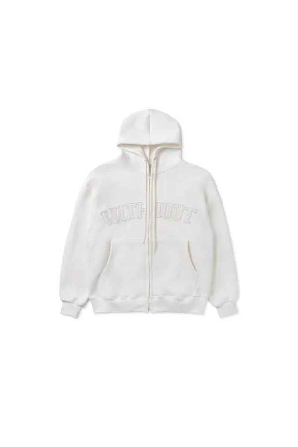Solid stitch hood zip-up_ivory