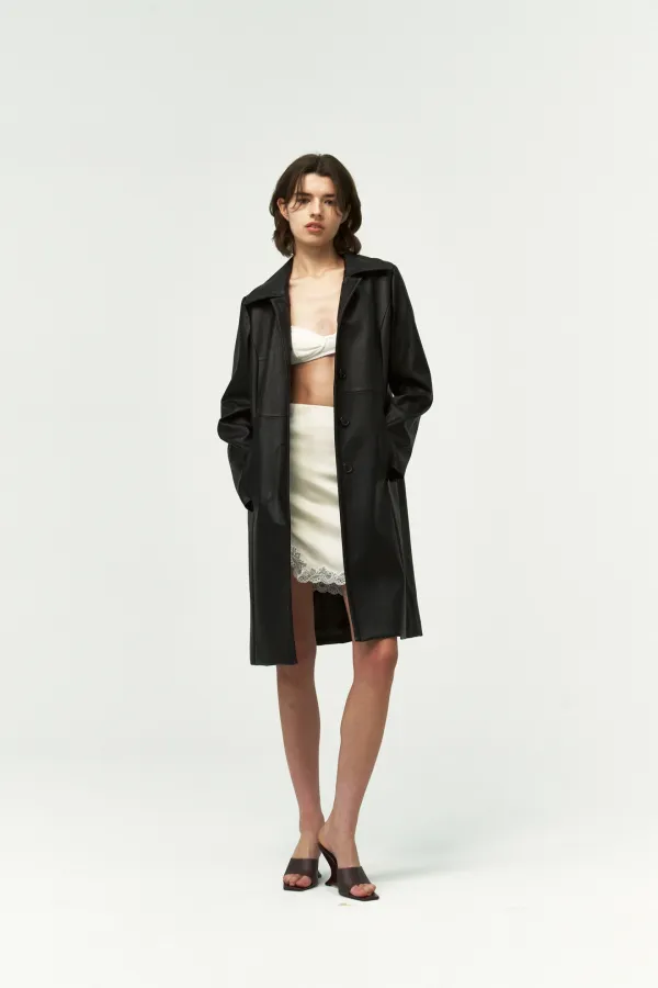 FAUX CLASSIC LEATHER COAT