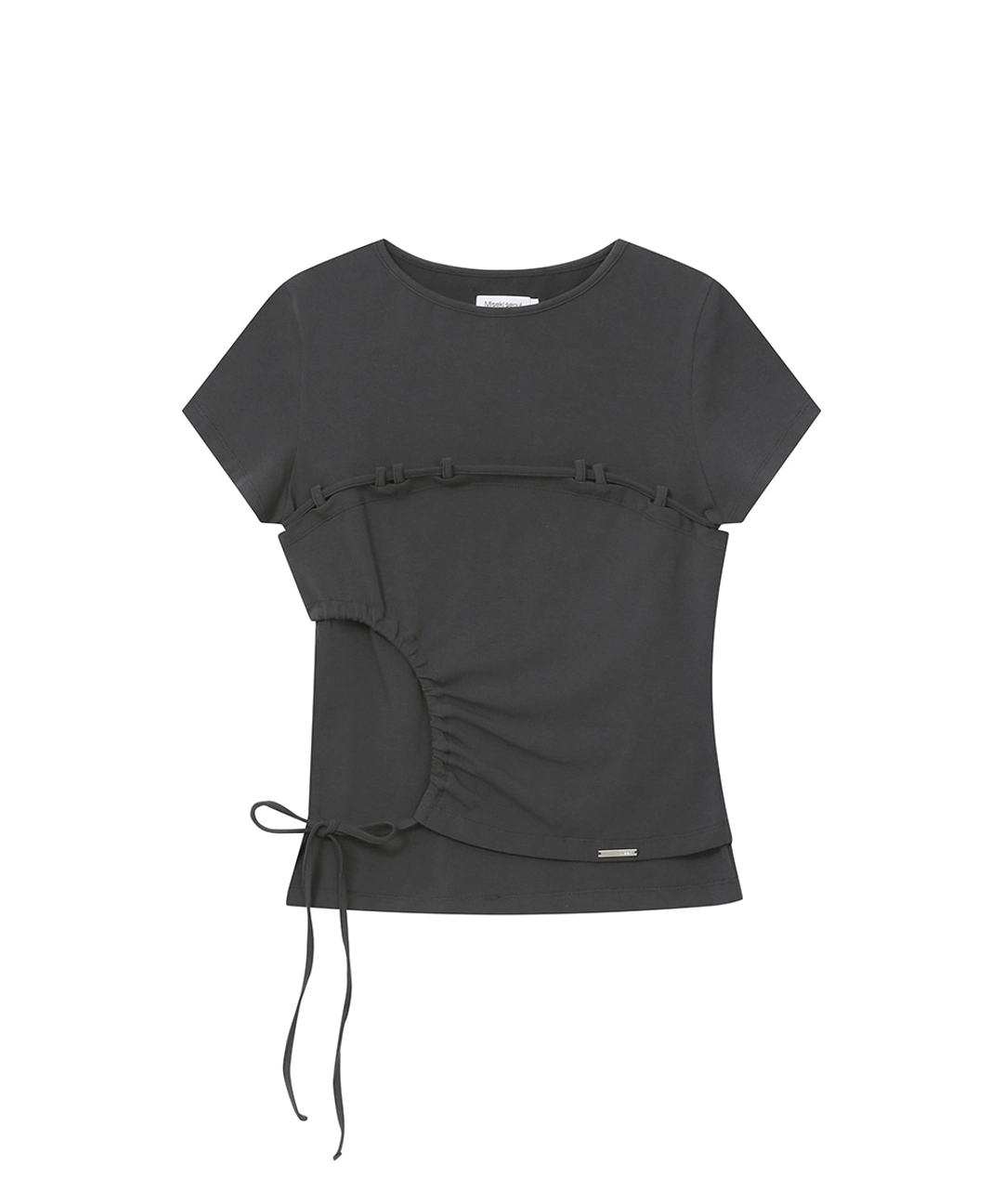 미세키서울 [레이 PICK] String shirring short sleeve CHARCOAL 상품 이미지 1