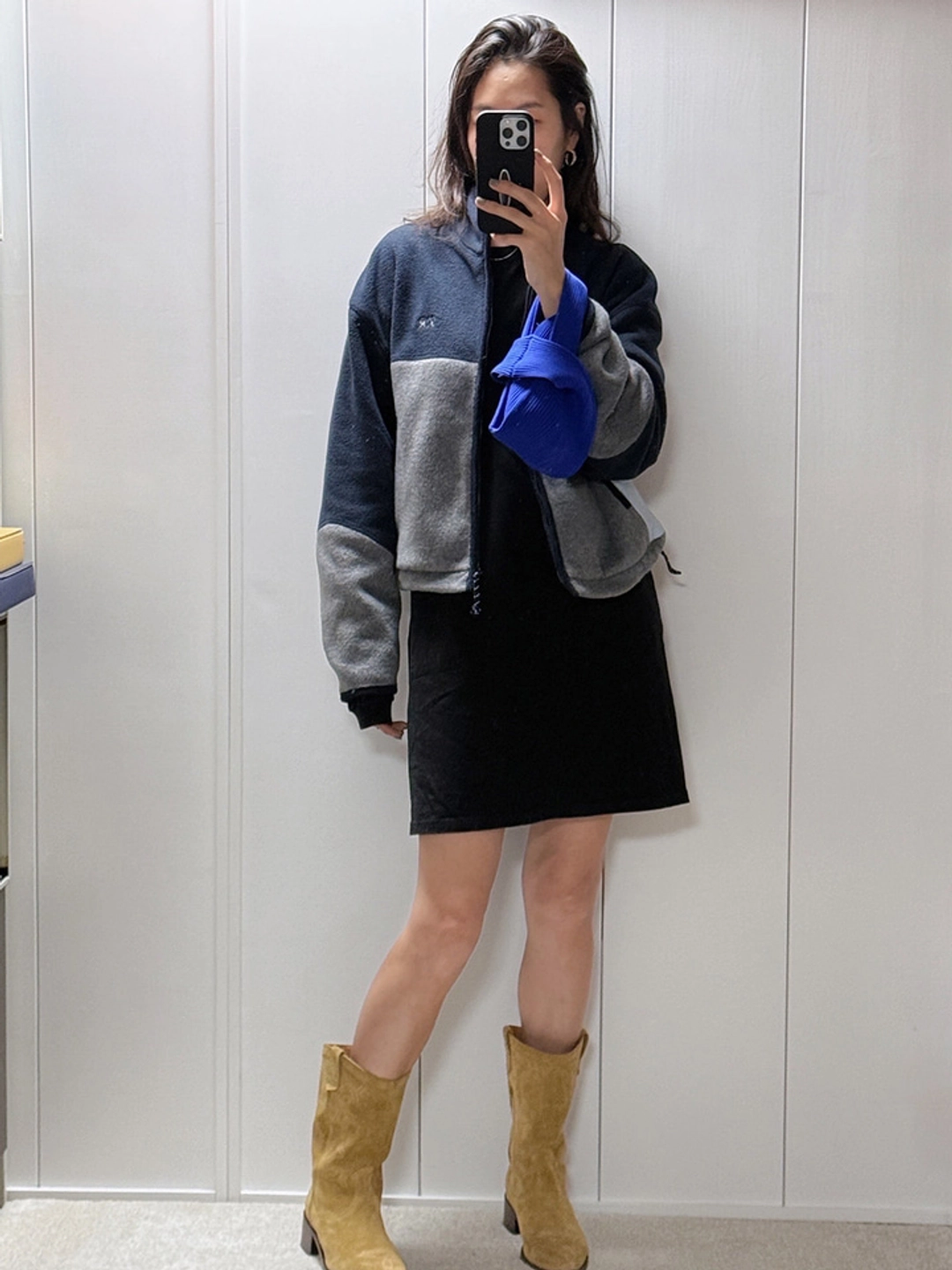 프리터 Color Block Fleece Jacket Navy_ F254JP09 상품 이미지 3