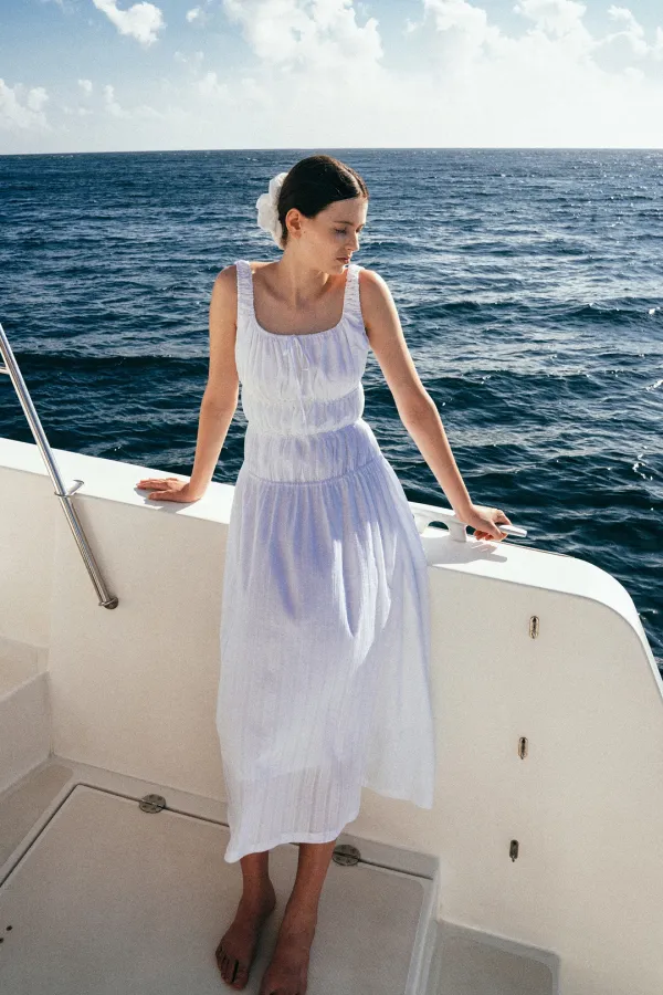 Banding Sleeveless Dress[LMBESUDR5801]-White