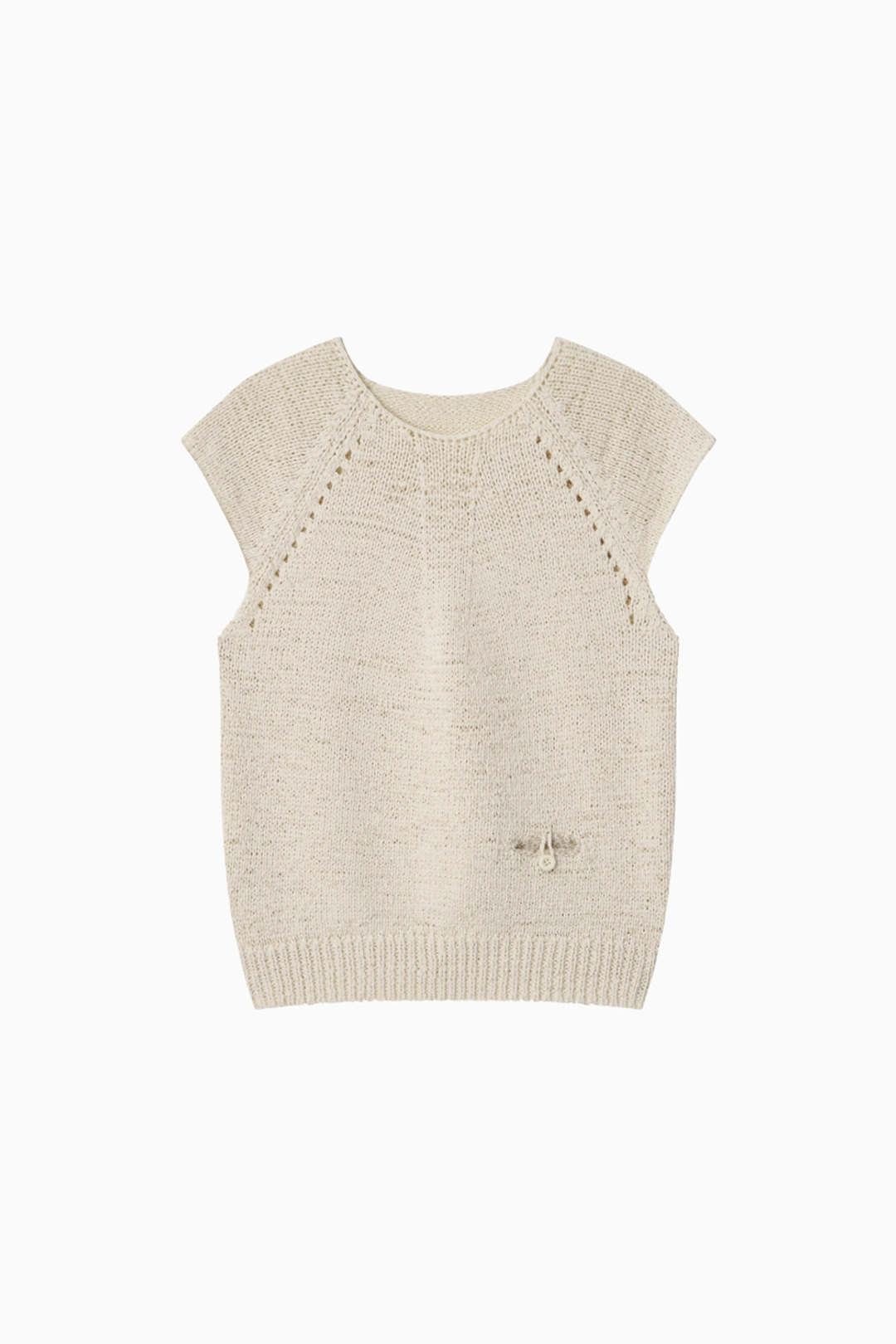 오헤시오 WEAVING POCKET CAP-SLEEVE KNIT, IVORY 상품 이미지 1