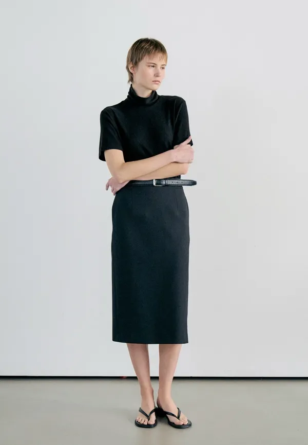 H LINE MIDI SKIRT - BLACK
