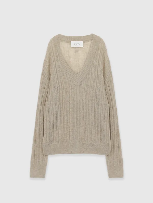 Moie V Neck Knit (Beige)