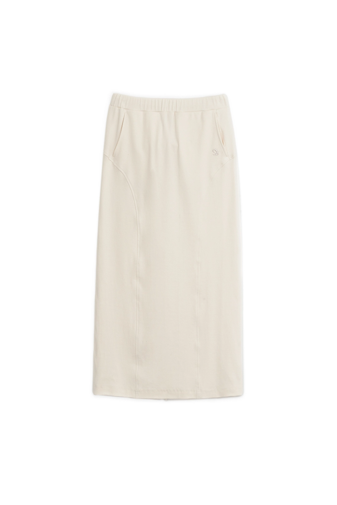 썬번프로젝트 CURVED MAXI RIB SKIRT, IVORY 상품 이미지 3