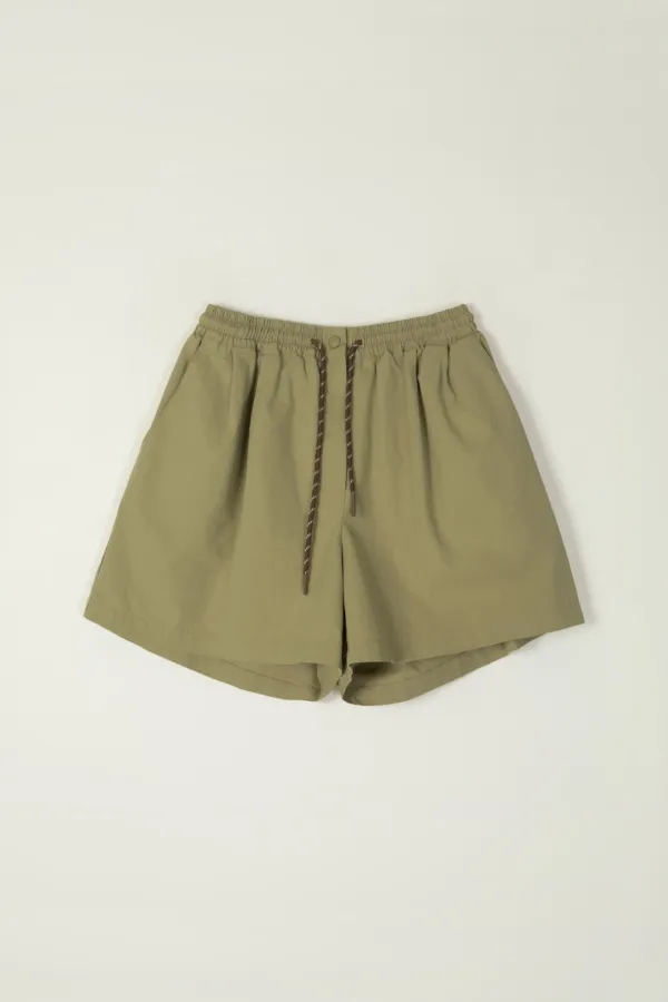 WINGLE BANDING COTTON SHORT PANTS_BEIGE