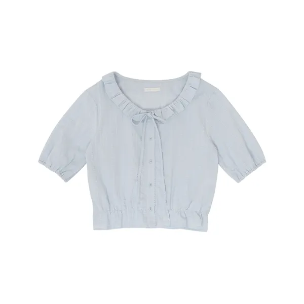 Frill Detail Blouse (mist blue)