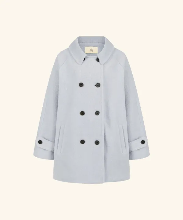 Melia Hairy Wool Half Coat ( Grayish blue )