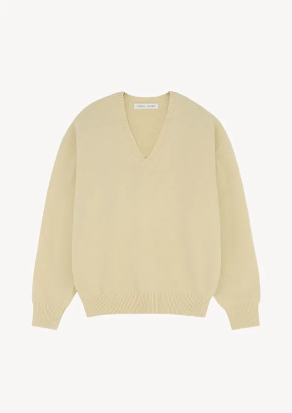 15 Deep V-Neck Knit in Dusty Yellow