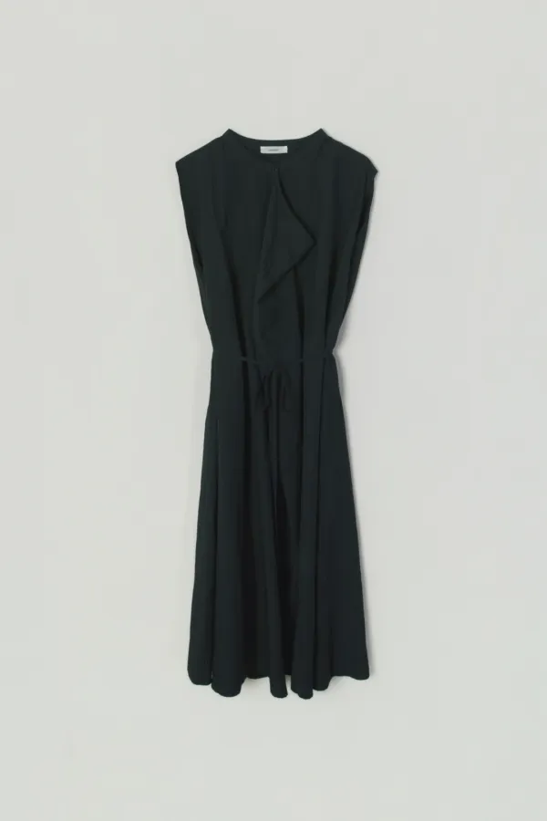 SELIN COWL-NECK STRAP LONG DRESS_CHARCOAL
