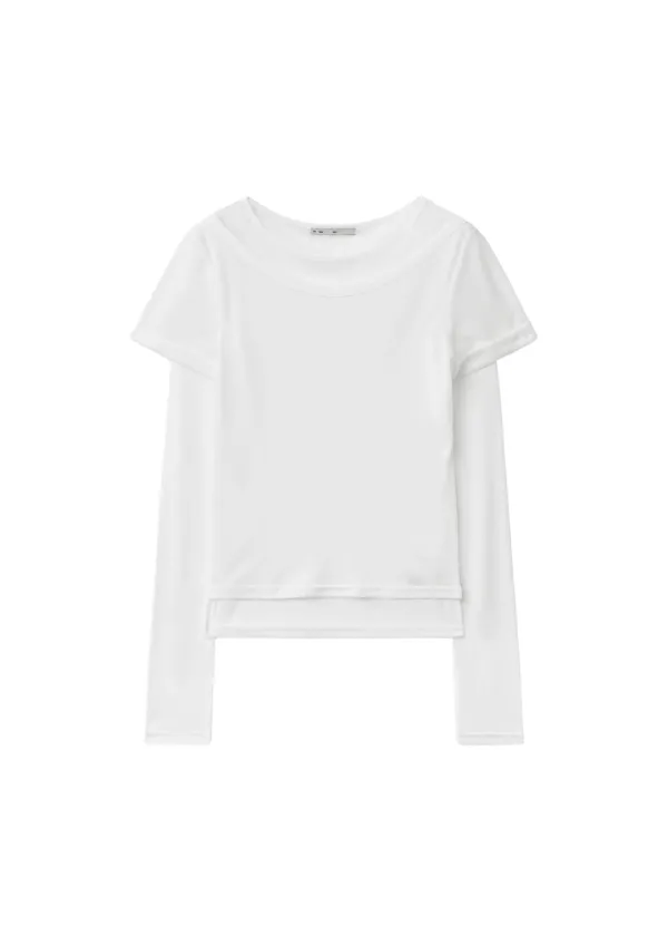 [3RD] LAYERED ROLL-UP T, IVORY