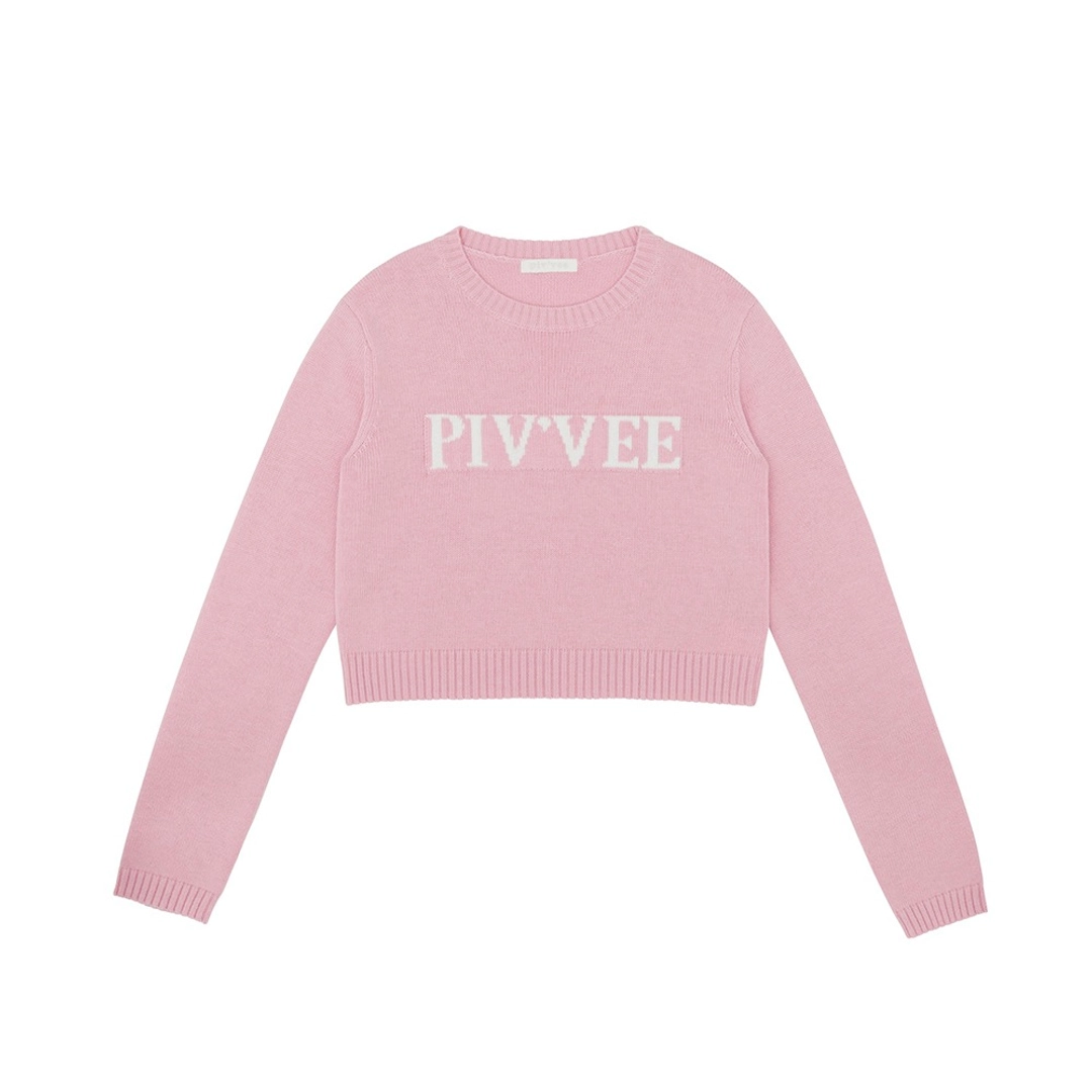 피브비 Piv\'vee Lettering Knit Top (bubble pink) 상품 이미지 1