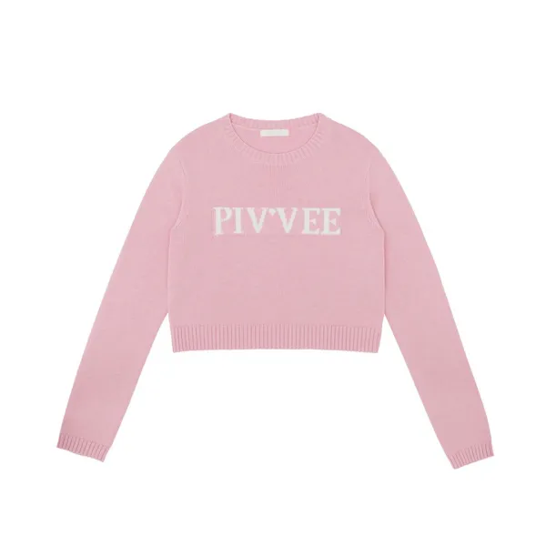Piv\'vee Lettering Knit Top (bubble pink)