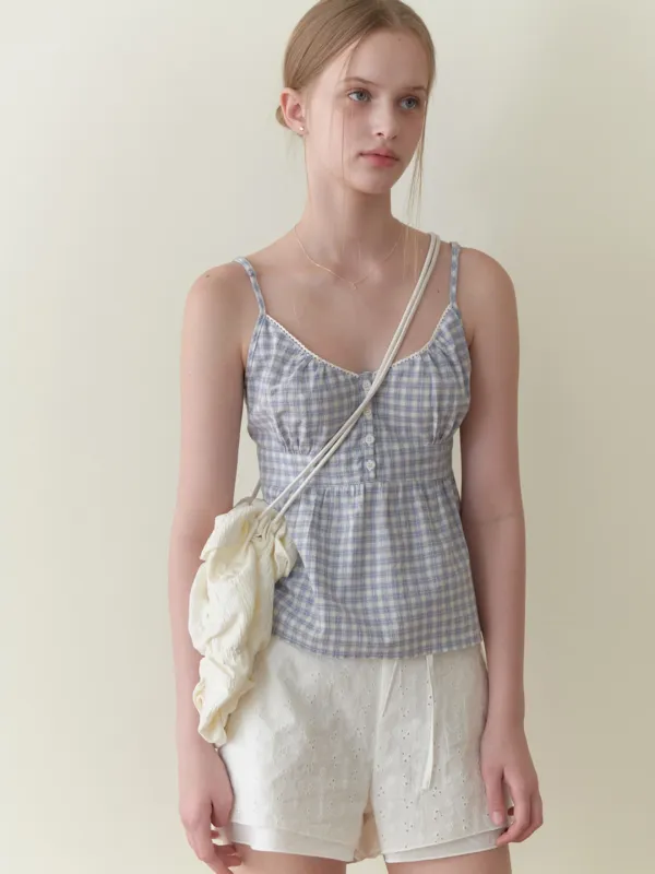 Frutti sleeveless blouse (blue check)