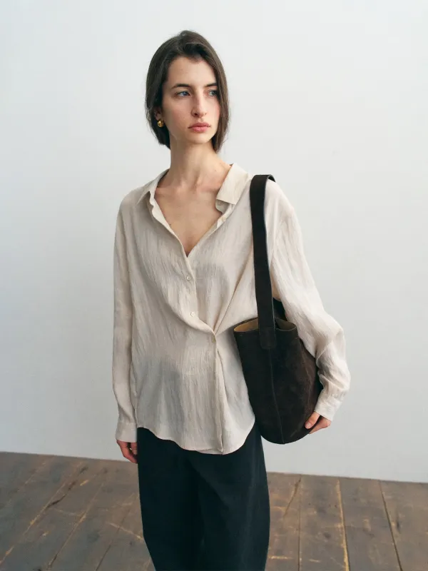 Evelyn Silky Shirt_Light Beige