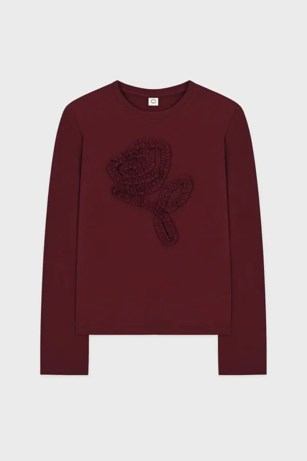 Rose Frill Long Sleeve (Burgundy)
