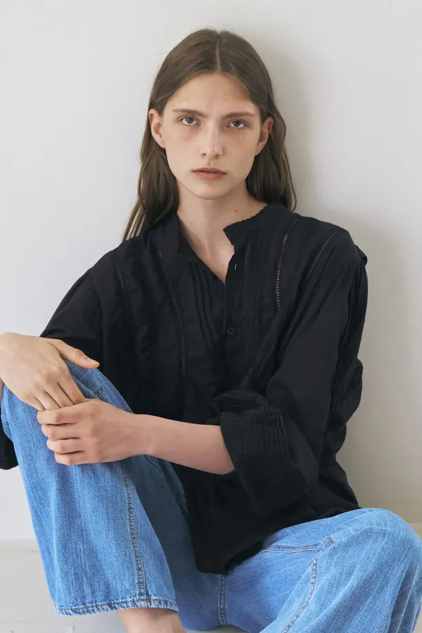 [3차] Serre Pintuck Blouse_Black