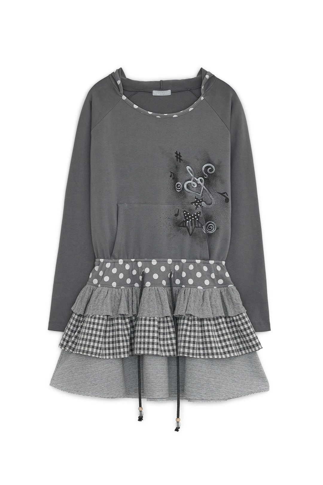 허그유어스킨 Cancan layered hooded dress (Gray) 상품 이미지 1