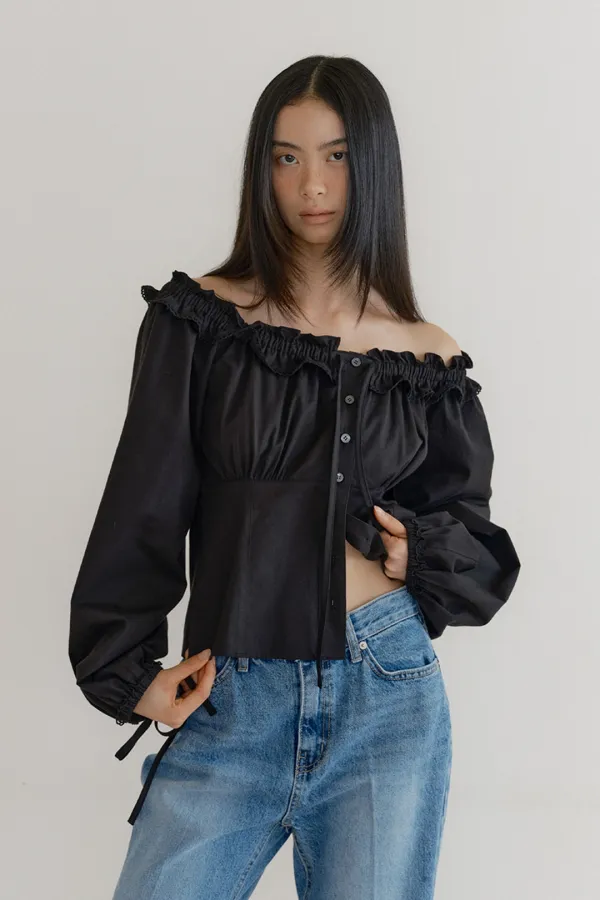 Benjamin Frill Lace Blouse (black)