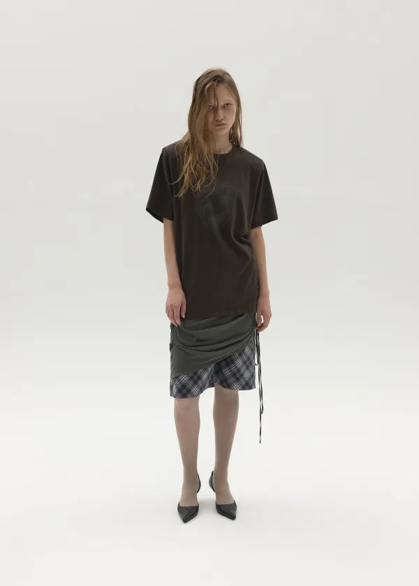 DETACHABLE PAD PRINTED TEE (BROWN)