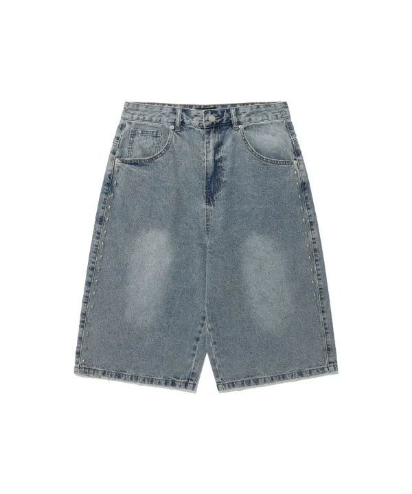 stud denim bermuda shorts[blue]