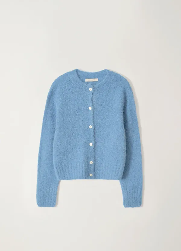 Alpaca knit cardigan (Baby blue)