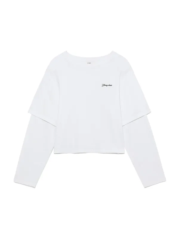 G DOUBLE SLEEVE LETTER TEE (WHITE)