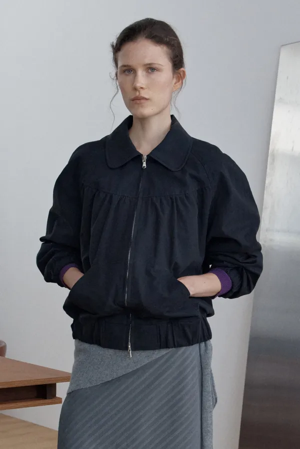 baker shirring blouson - black