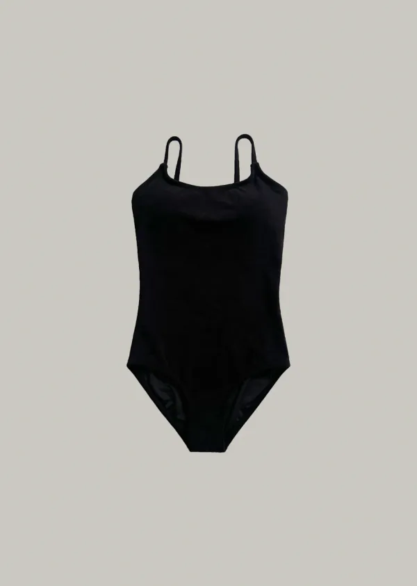 terry one-piece swimwear (black)