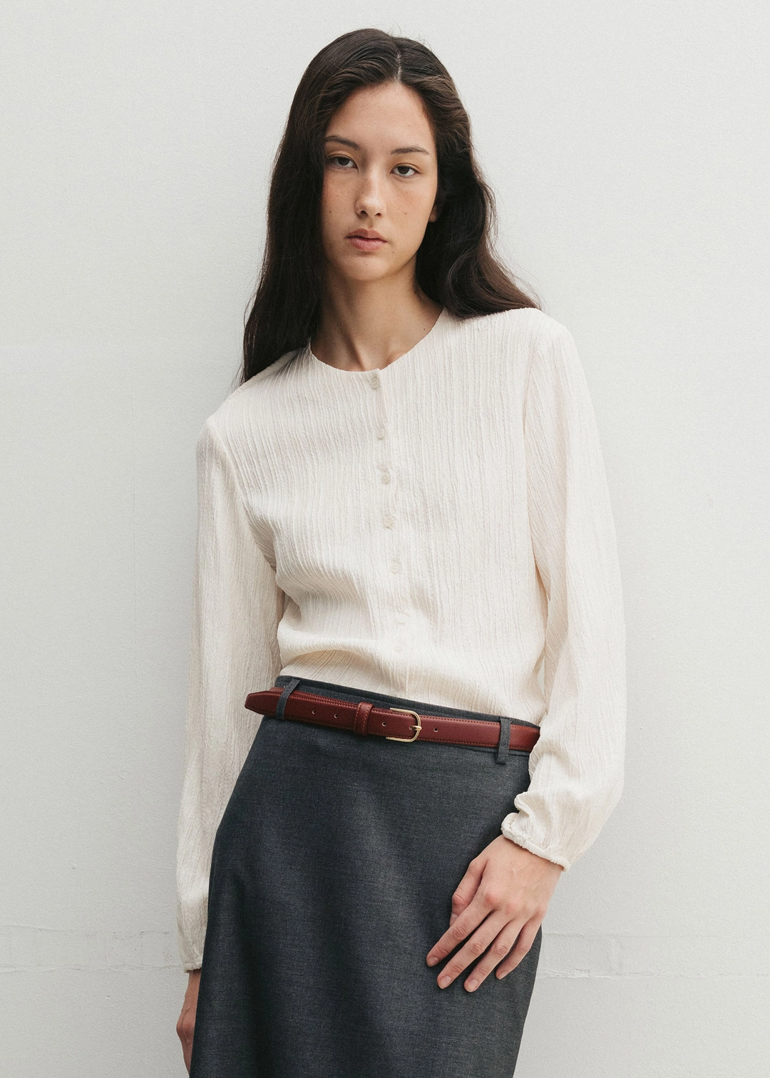 더라이 Pleats Blouse(Cream) 상품 이미지 2