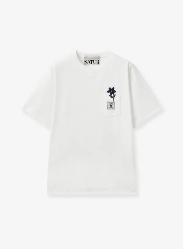 Flower Pocket T-Shirt - White