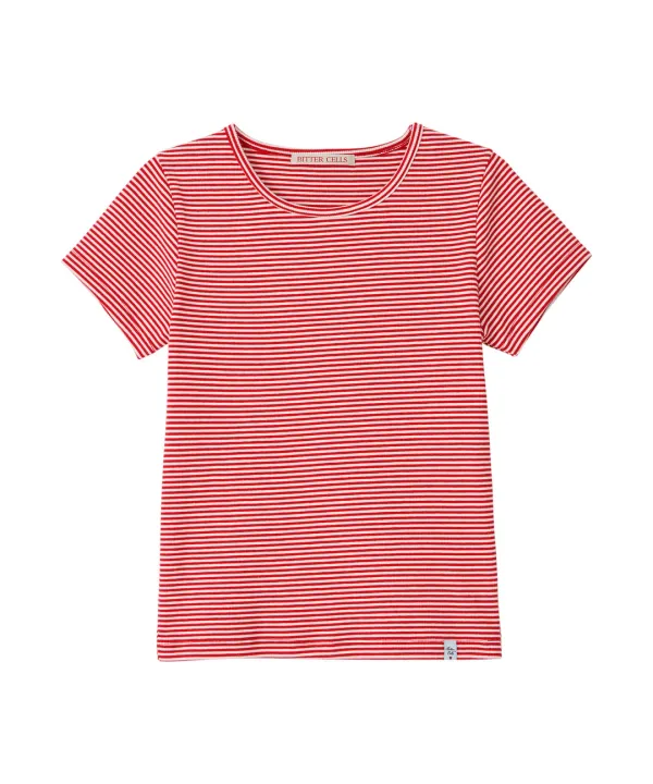 Essential Golgi Half Tee-Stripe Red
