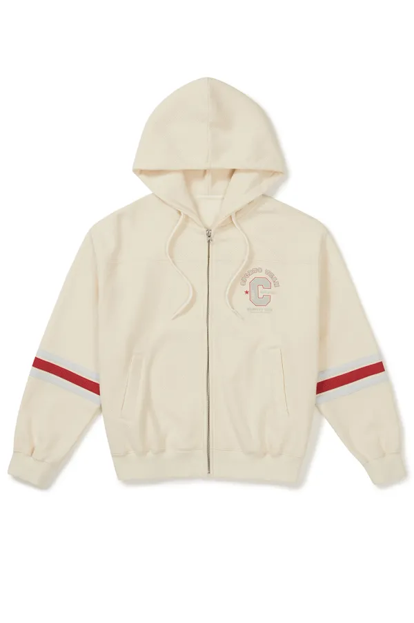 [26SS clove] Varsity Hoody Zip-up (Cream)