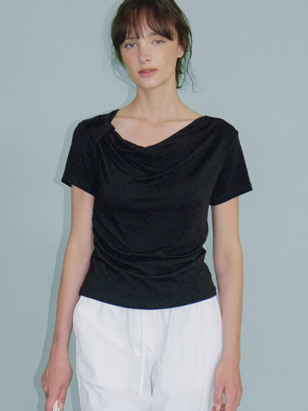 아워코모스 twist strap T-shirt (black) orc 6069 상품 이미지 1