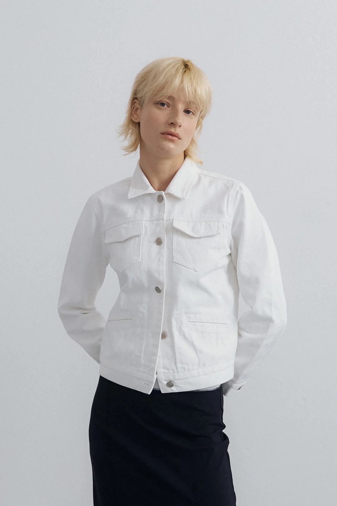 포지프레클즈 Fitted Trucker Jacket_Ivory 상품 이미지 1