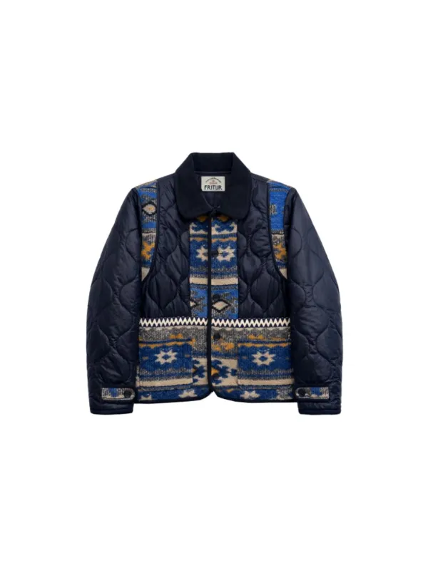 Nana Patchwork Quilted Jacket Navy_F263JK07