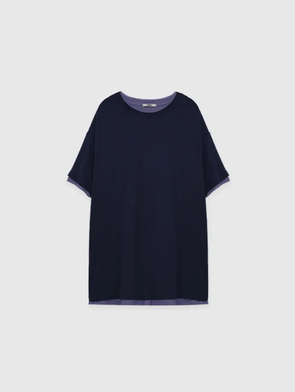 3rd 재입고 [Essential] Smooth Double-Layered Tee (Navy-Purple)