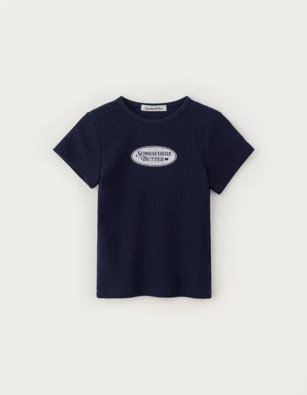 Waffle Oval Logo Top - Navy