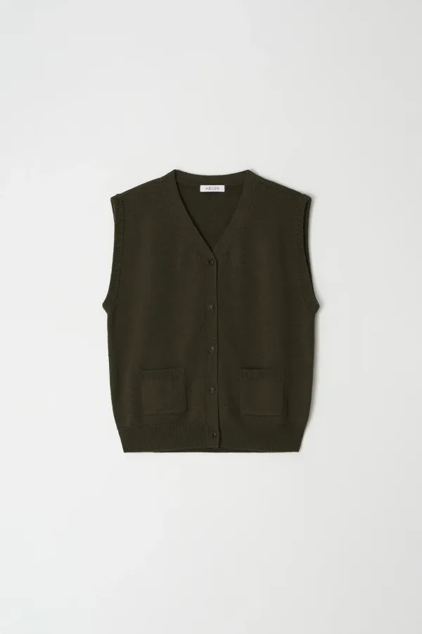 V-Neck Button Vest