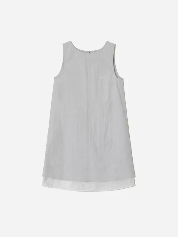 Contrast Hem Sleeveless Mini Dress Light Grey