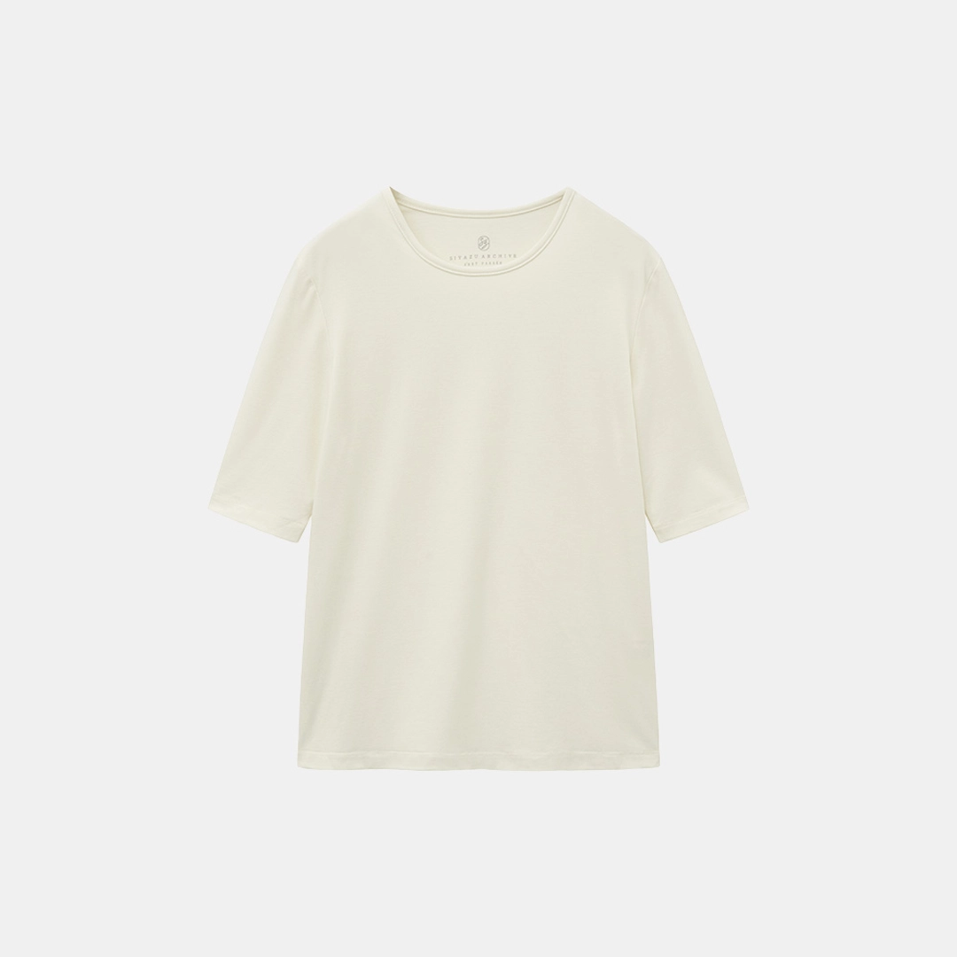 시야쥬 SITP5228 울 블렌드 소프트 5부 티셔츠_S\'est passee(쎄빠쎄)_Ivory 상품 이미지 3