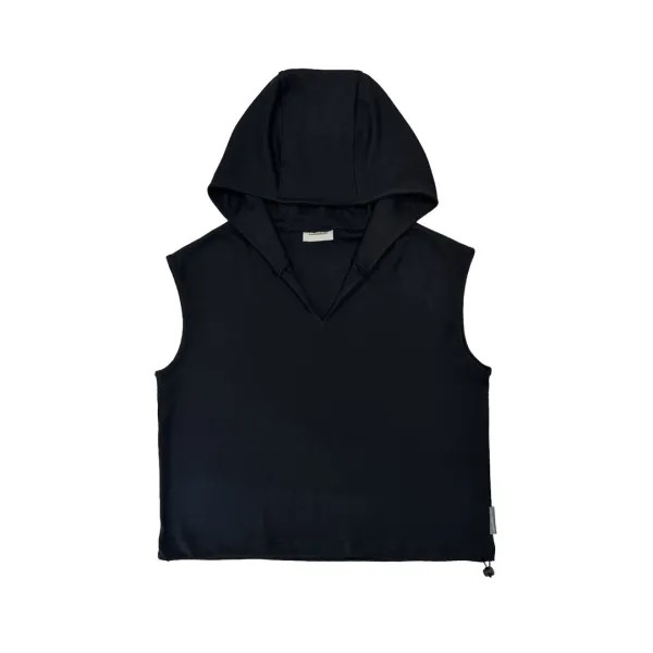 24-004 HOODED SLEEVELESS (BLACK)