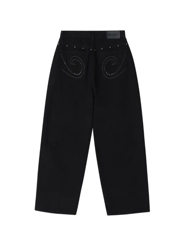 STUD WIDE JEANS_BLACK