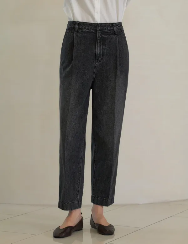 Grey Denim Tapered Pants (Dark Grey)